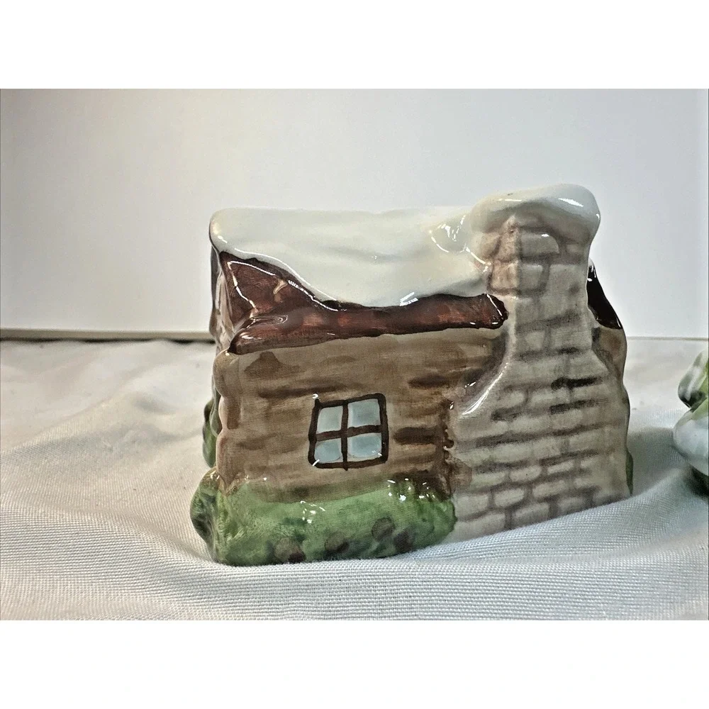 Set of 3 Vintage Holiday Time Ceramic Salt &Pepper Shakers Moose/Tree/Cabin Set